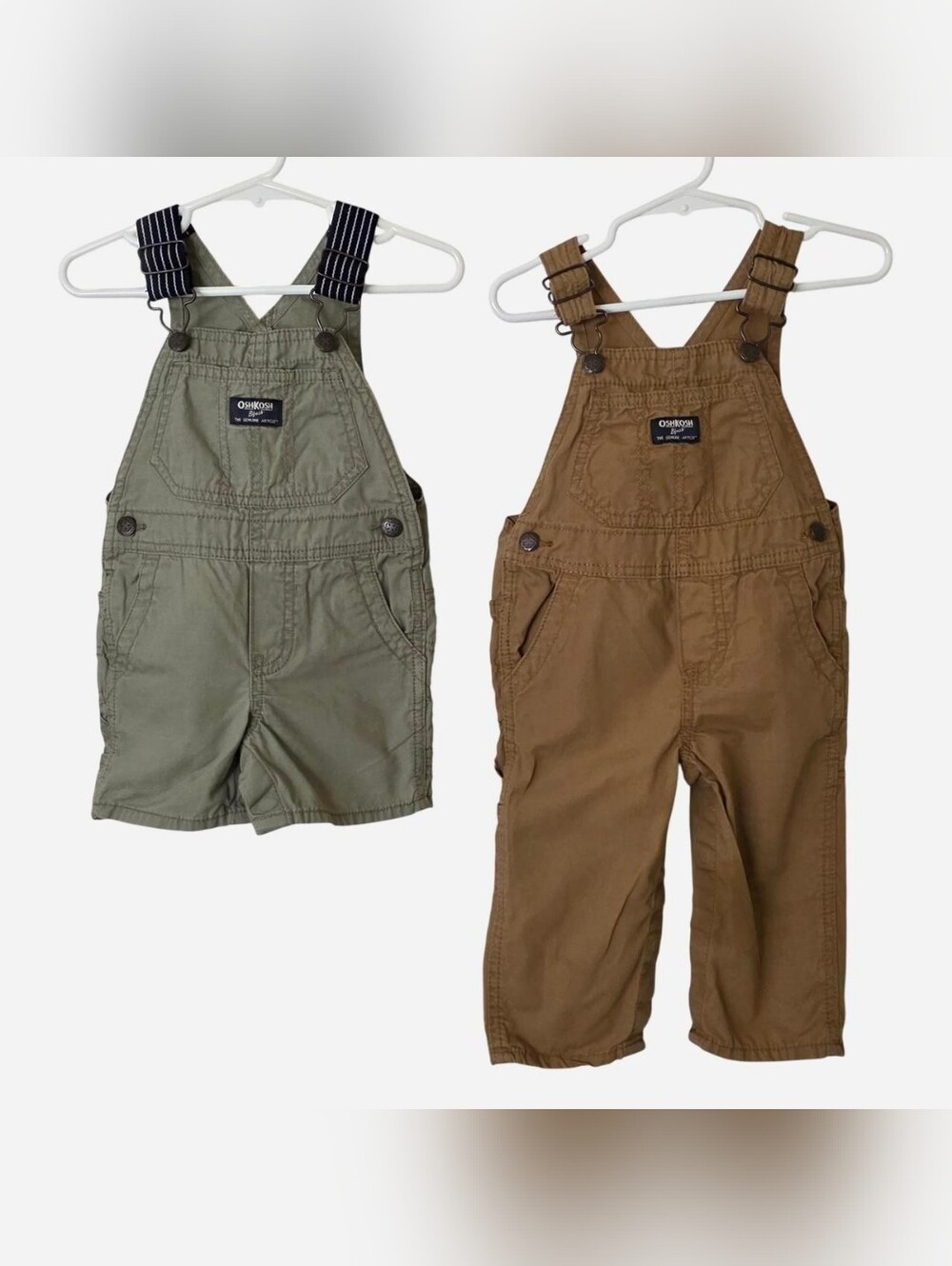 OshKosh B'gosh Kids Olive & Brown Overalls - 2-Pack